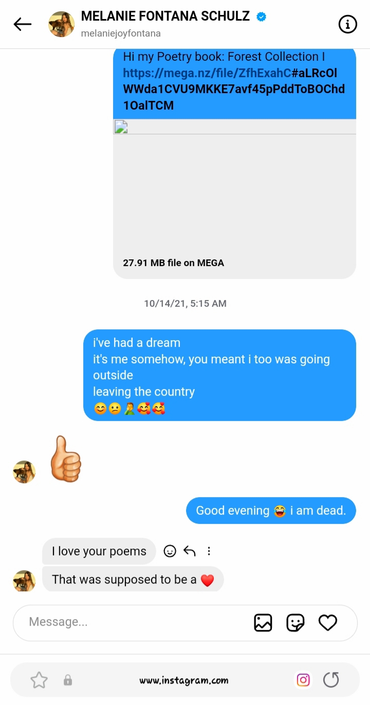 Instagram DM from Melanie