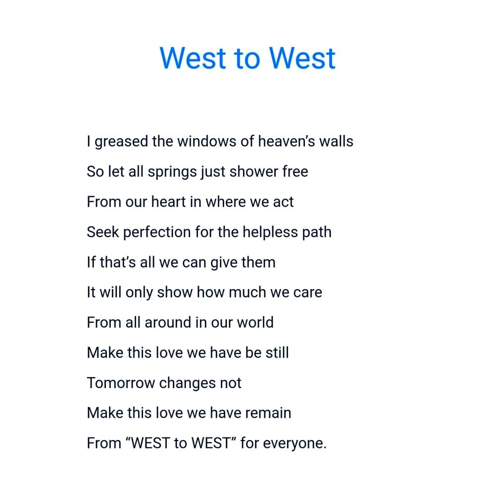 West to West Collection Poem